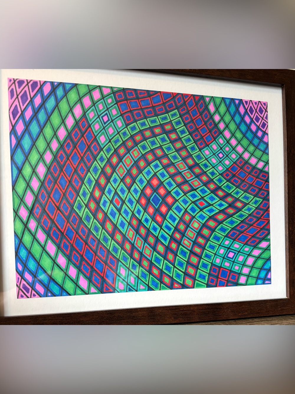 DITZWAY Original Abstract Print- in 14x11 frame.
